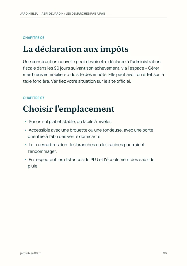 Aperçu de la page 6 de l'ebook Abri de jardin : les démarches pas à pas