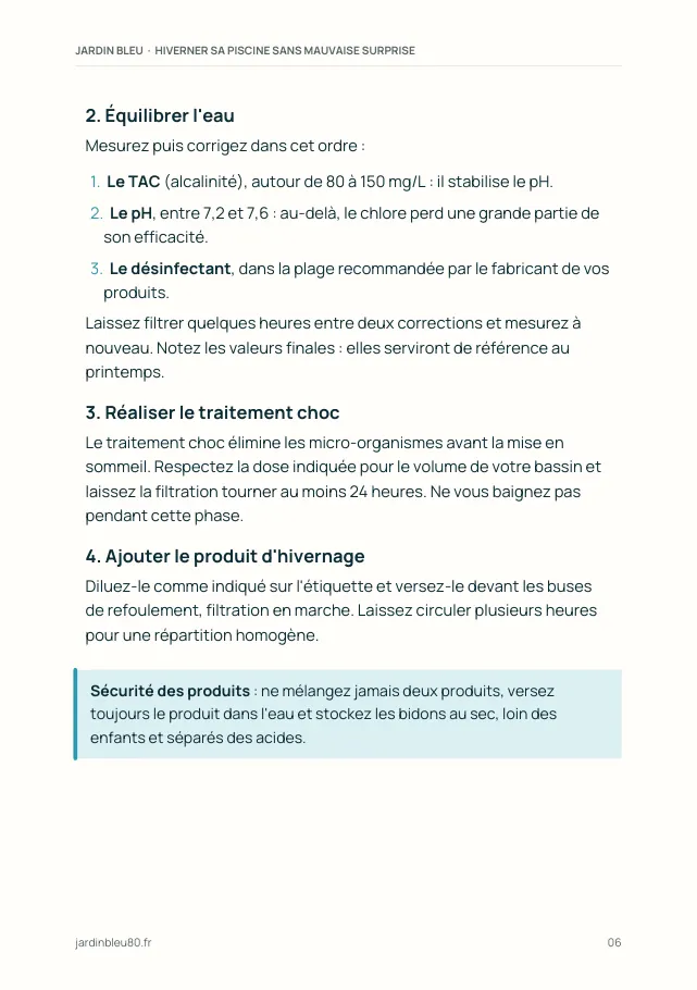 Aperçu de la page 6 de l'ebook Hiverner sa piscine sans mauvaise surprise